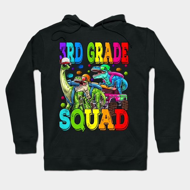 3rd Grade Squad Monster Truck Dinosaur Back To School Hoodie by eyelashget